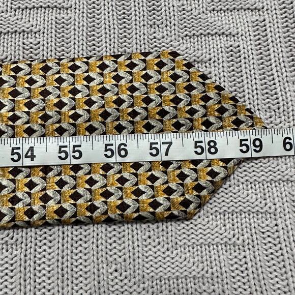 Ermenegildo Zegna gold and silver metallic geometric silk tie - Picture 4 of 5